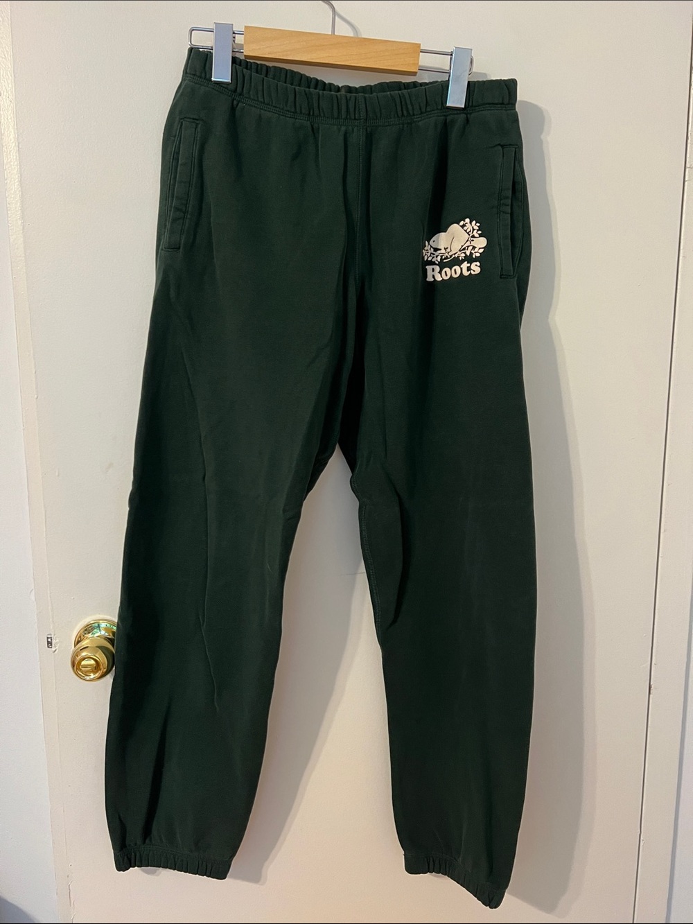 Roots Forest Green Sweatpants with White Logo